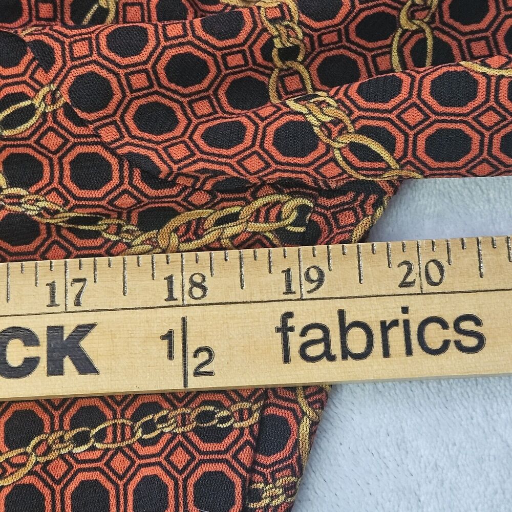 Jones New York Womens M‎ Faux Wrap Blouse Long Sleeve Chain Print Orange Black - Picture 5 of 9